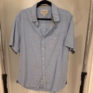 Heritage 100% Cotton Sky Blue Slim Fit Casual Button Down Short Sleeve Shirt